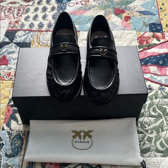 Pinko Shoes - Pinko Black Leather Loafers NWT 7